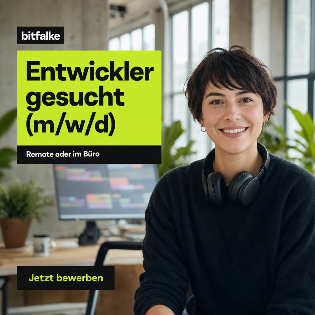 Beispiel-Anzeige einer fiktiven Softwarefirma: Entwickler gesucht (m/w/d)
