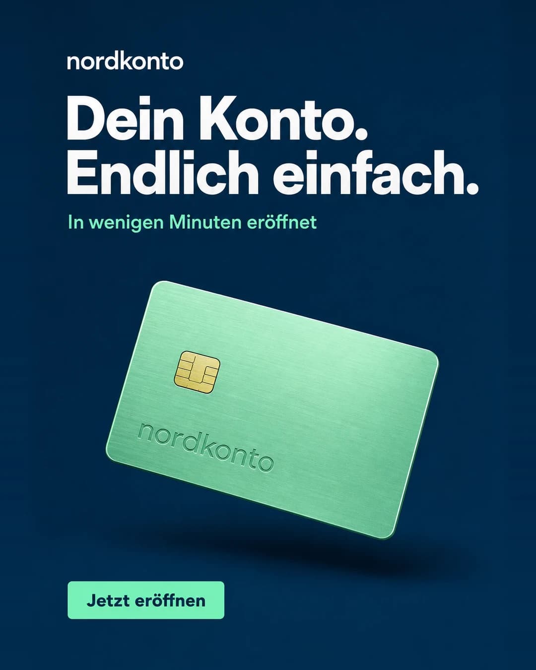 Beispiel-Anzeige einer fiktiven Bank: Dein Konto. Endlich einfach.
