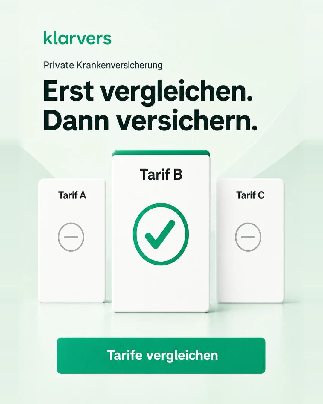 Beispiel-Anzeige einer fiktiven Vergleichsplattform: Erst vergleichen. Dann versichern.