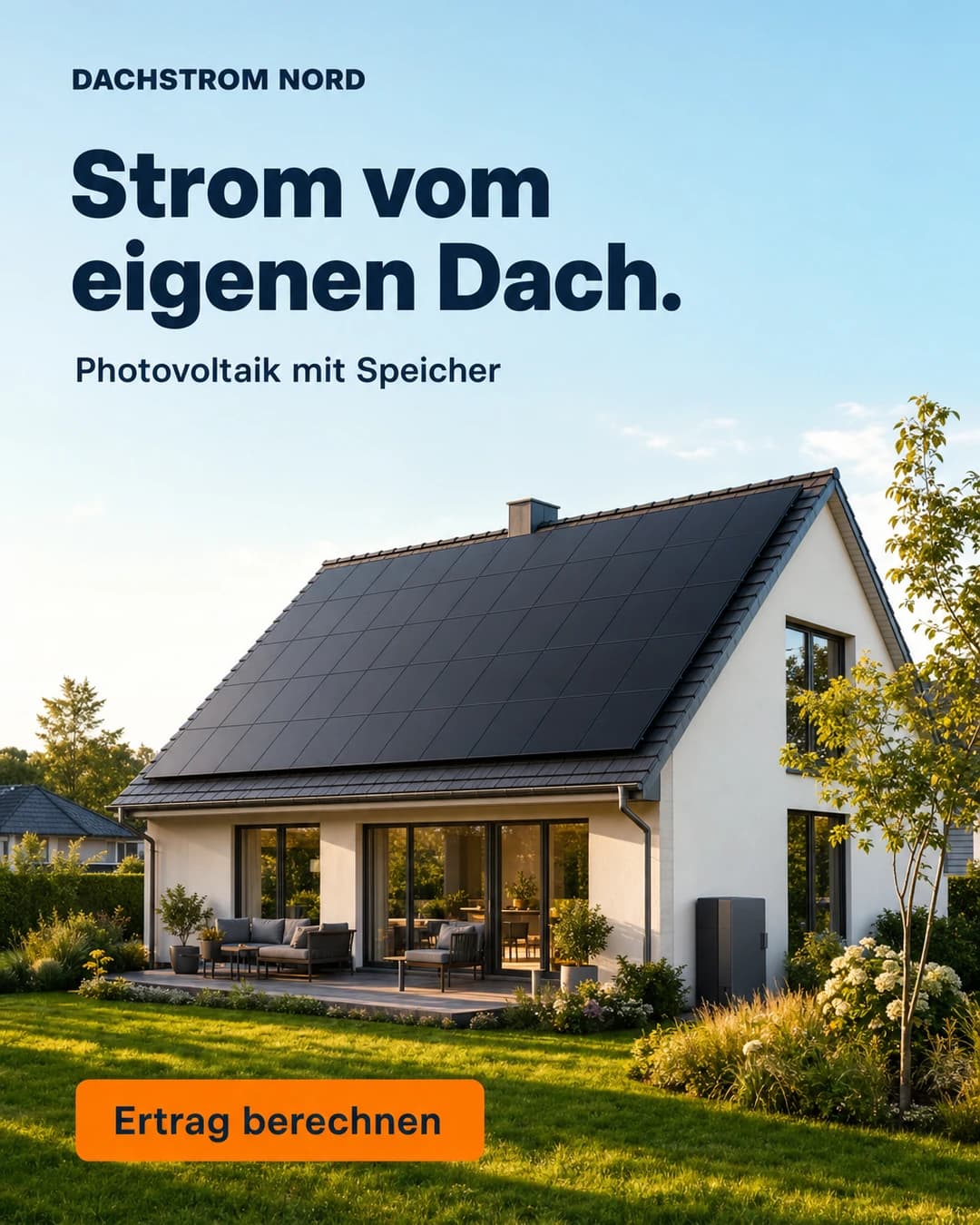 Beispiel-Anzeige einer fiktiven Solarfirma: Strom vom eigenen Dach.